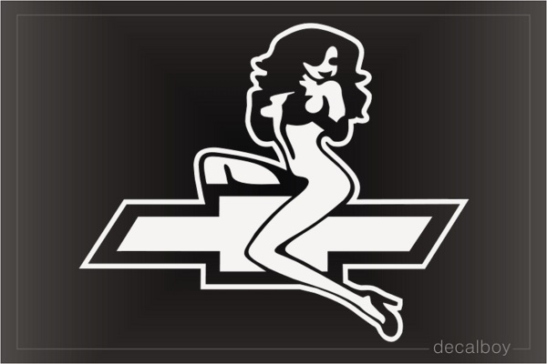 Sexy Girl Sitting On Chevy Decal