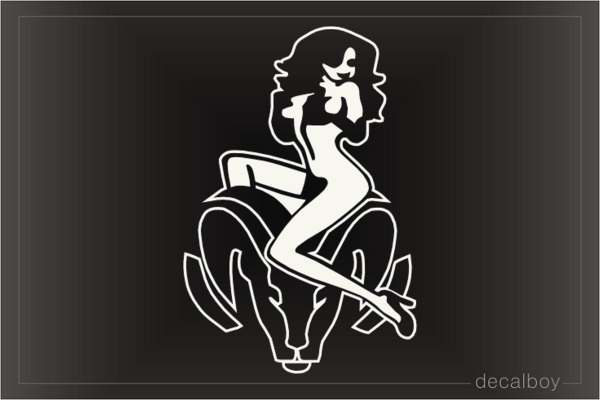 Sexy Girl Sitting On Dodge Decal