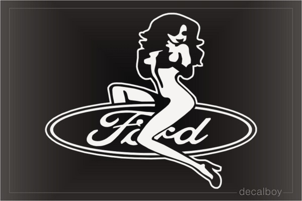 Sexy Girl Sitting On Ford Car Window Decal