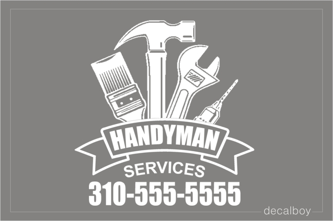Handyman Phone Number Custom Door Decals Vinyl Stickers Business Handyman Outdoor Orange 36X24Inches 