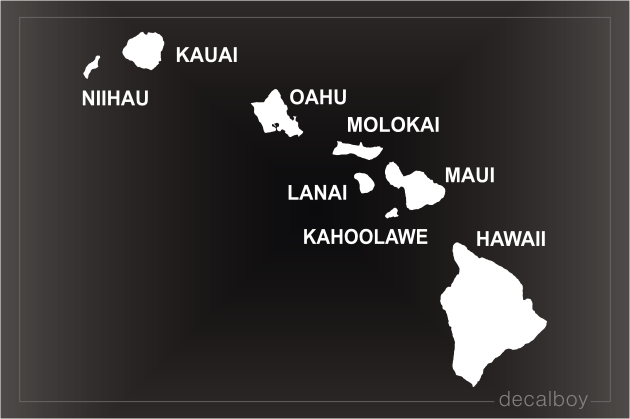 Hawaiian Islands Map Car Window Decal