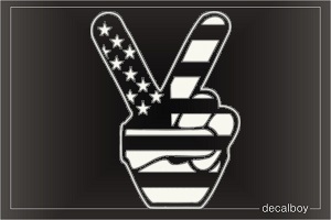 Hand Peace Signs Flag Car Decal