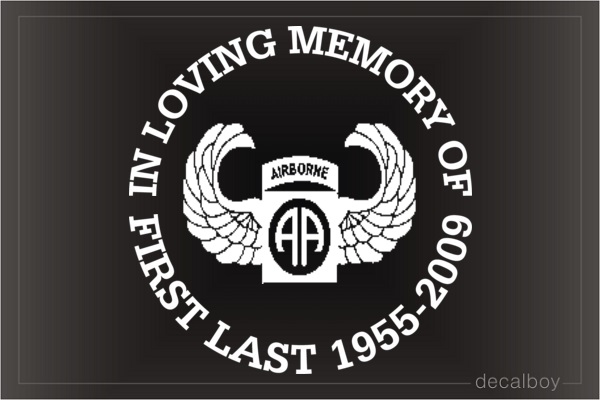 In Loving Memory Airborne Logo Car Decal
