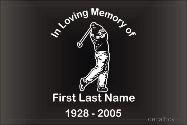 In Loving Memory Golfer Man Decal