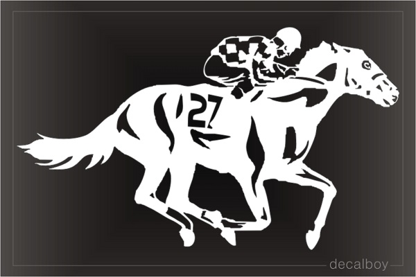 Jockey Sticker Self Adhesive Vinyl steeplechase racing horse 2x