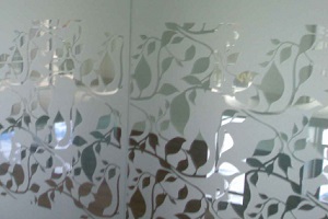Leafy Designs On Frosted Glass Film