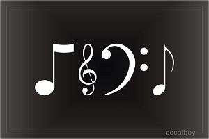 Music Notes Bass Clefs Car Decal