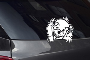 Puppy Looking Out Window Decal