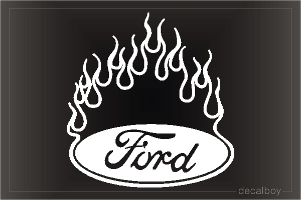 Racing Ford In Flames Window Decal