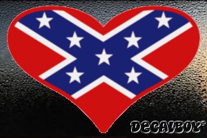 Rebel Flag Heart Decal