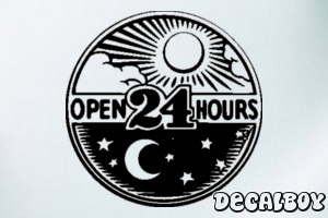 Open 24 Hours Car Decal