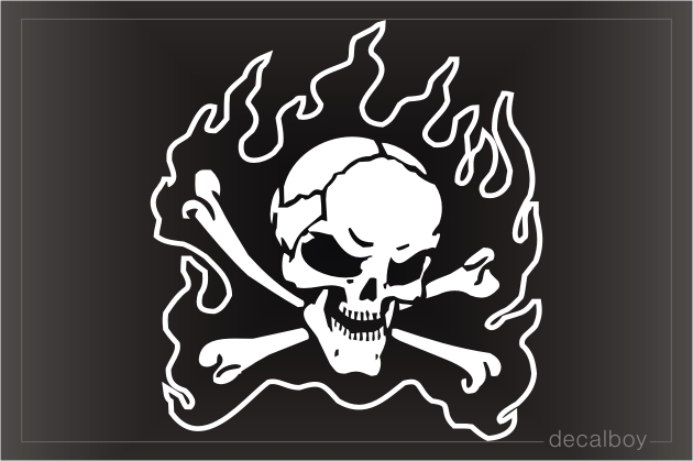 Skull Flames 0990 Die-cut Decal