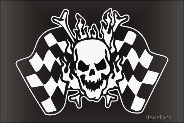 Skull Checkered Flags Window Decal