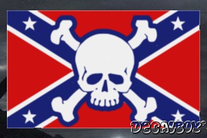 Skull On Rebel Flag Decal