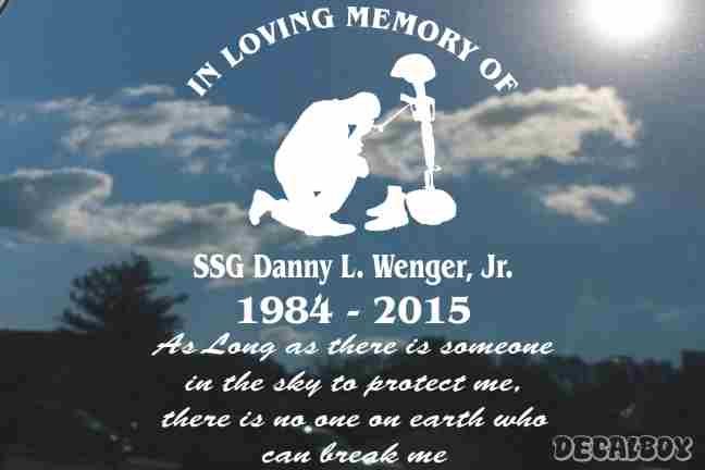 Soldier Kneeling At Grave Decal