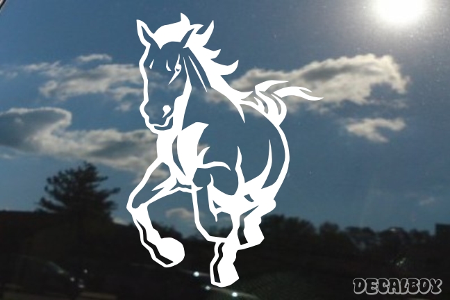 thumbnail interactive-video image 1 of Running Horse Mustang Vinyl Decal - Blue Flames Design 5.5x3.75 Inches 1 of 10