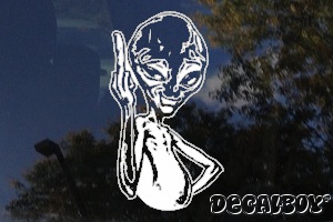 Alien Middle Finger Car Decal