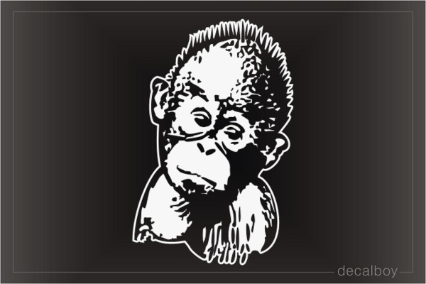 Baby Orangutan Monkey Face Borneo Symbol Window Decal