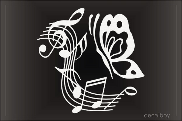 Butterfly And Music Notes Decal