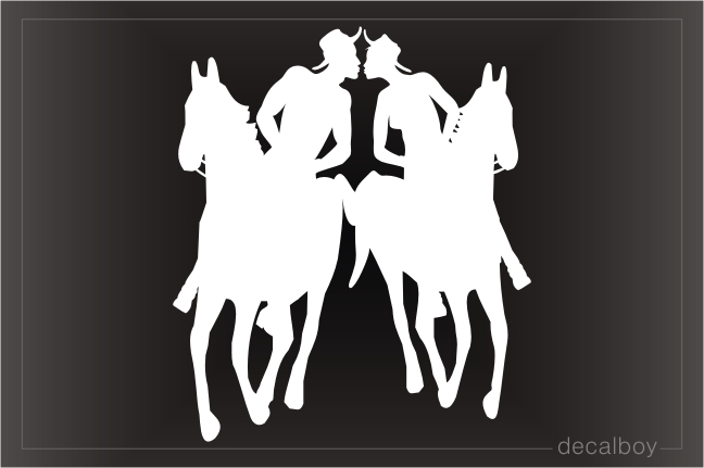 Cowboy And Cowgirl Riding Car Window Decal