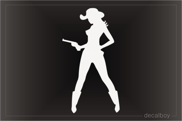 Cowgirl With Revolvers Decal
