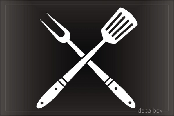 Crossed Barbecue Fork And Spatula Decal