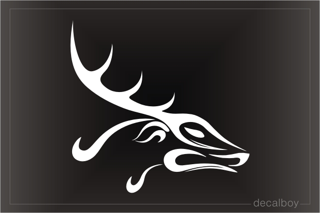 Deer Head Tribal Tattoo Decal