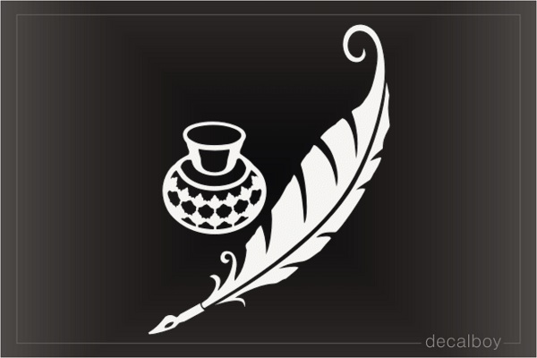 Feather Pen Inkwell Decal