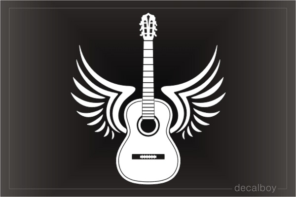 Guitar With Wings Decal