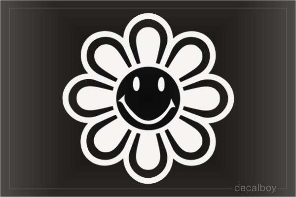 Happy Face With Flower Decal