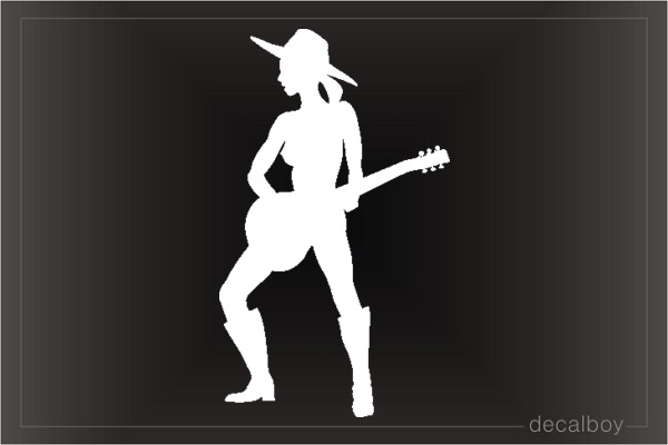 Country Singer Girl Guitar Car Window Decal