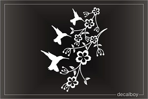 Hummingbirds At Flowers Decal