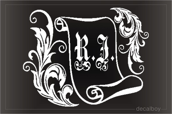 Initials On Floral Scroll Decal