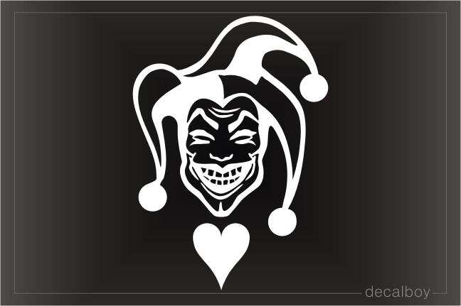 Joker Poker Laughing Heart Car Window Decal