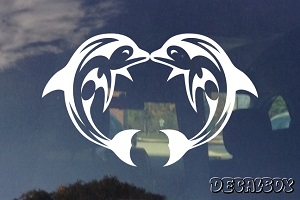 Kissing Tribal Dolphins Pair Decal