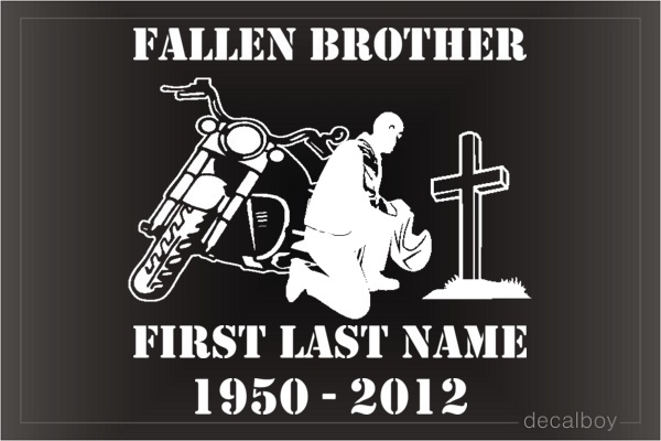 Kneeling In Front Of The Cross With The Motorcycle Behind Decal