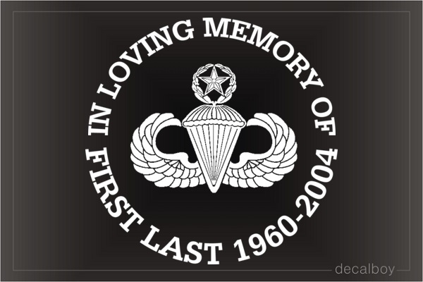 Airborne Parachutist Badge Memorial Car Decal