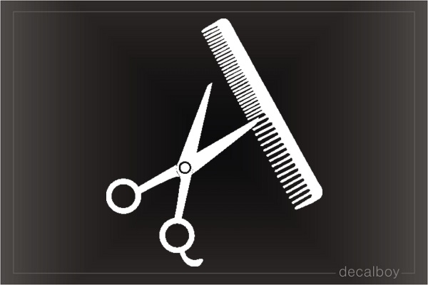 Scissors Comb Barber Hairdresser Car Decal