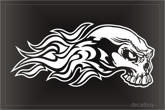 Skull Coming Out Of Flames Decal