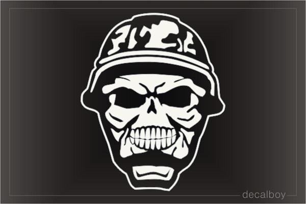 Skull In Army Helmet Car Decal
