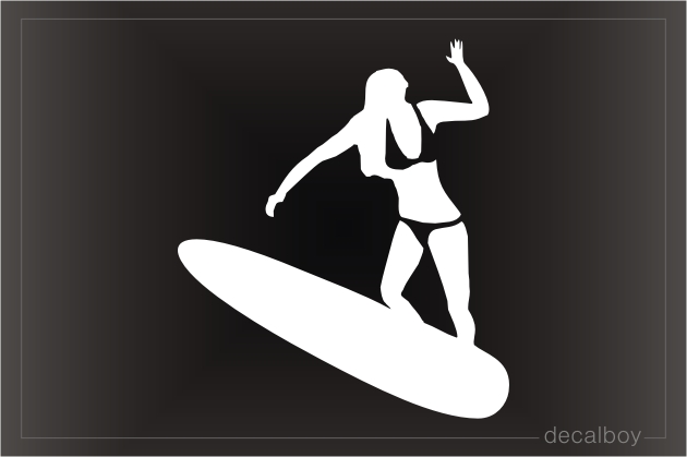 Surfboarding Girl Car Window Decal