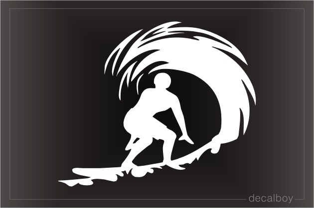 Adesivo Sticker Decal - Surfer Man - Bianco - 119x88mm - Resistente Ai Raggi UV