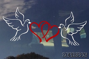 Valentine Doves Hearts Decal
