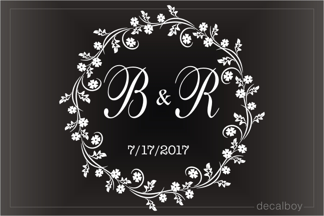 Wedding Wreath Monogram Decal