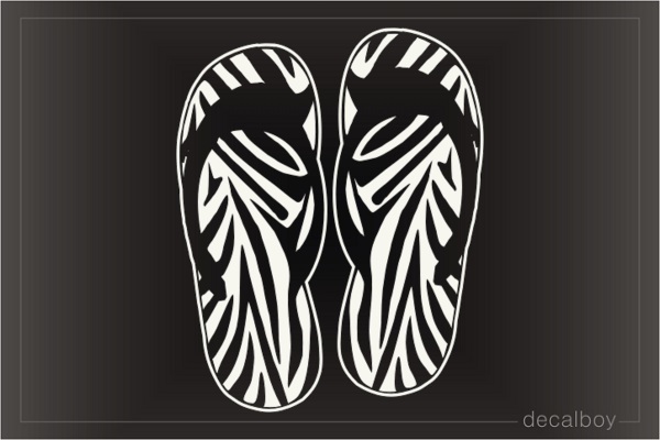 Zebra Flip Flops Shoes Car Decal