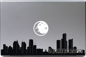 detroit skyline moon laptopDecal