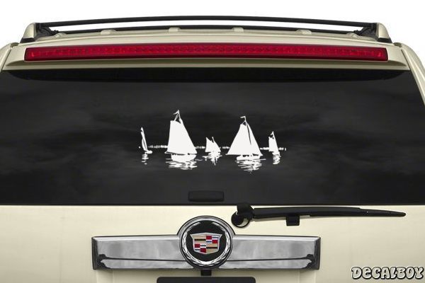 FISHERMAN ON BOAT Graphic Die Cut decal sticker Car Truck Boat Window Wall 7" 